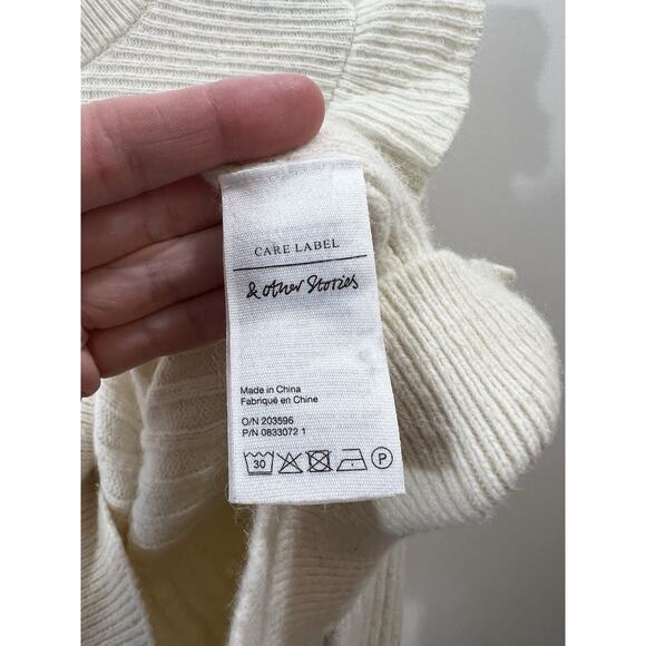 & Other Stories Women’s Wool Blend Sweater Size XS Cream Ruffles Coquette Twee - Picture 6 of 9